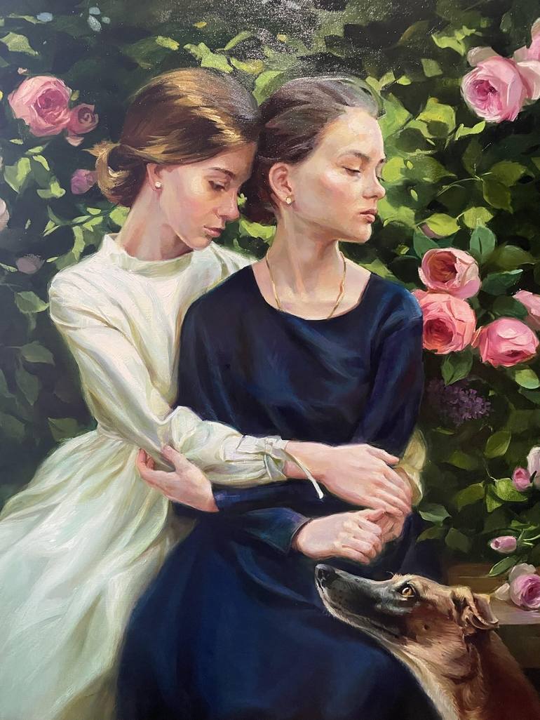 Farewell in Rose Garden Painting by Regina Lyubovnaya | Saatchi Art