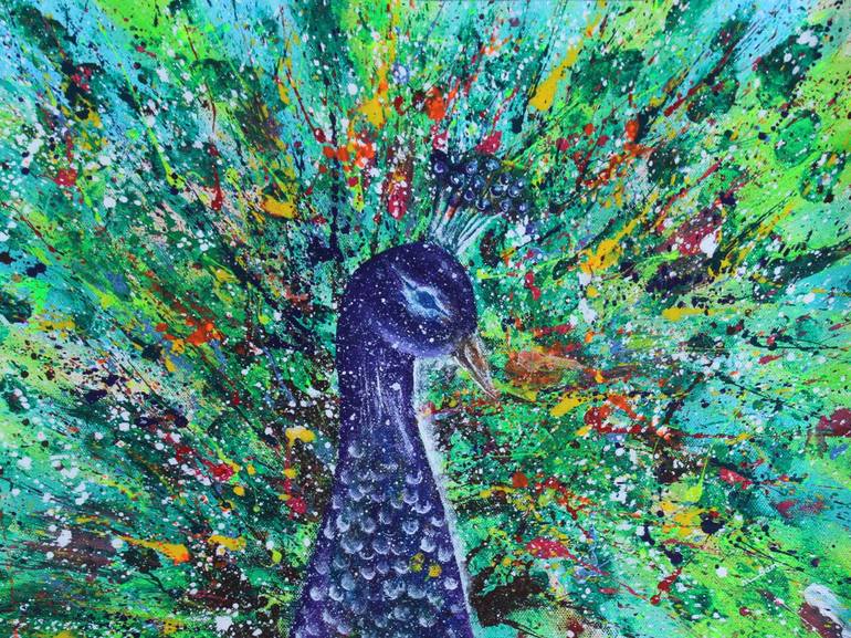 Peacock Decor Watercolor Painting Art Print by Eric Sweet 