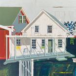 White Cottage and Red Barn by Gustave Carlson
