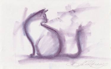 Print of Expressionism Cats Drawings by Anastasia Terskih