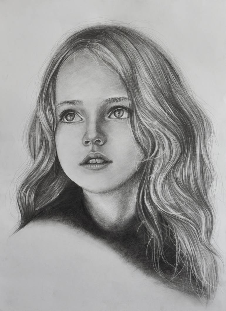 Portrait of a young girl Drawing by Anastasia Terskih | Saatchi Art