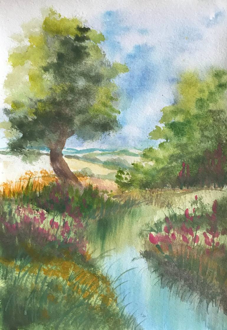 Original Nature Painting by Anastasia Terskih  Illustration Art on Paper  No9