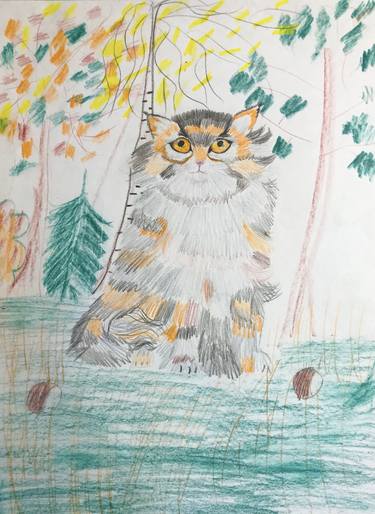 Original Abstract Cats Drawings by Anastasia Terskih