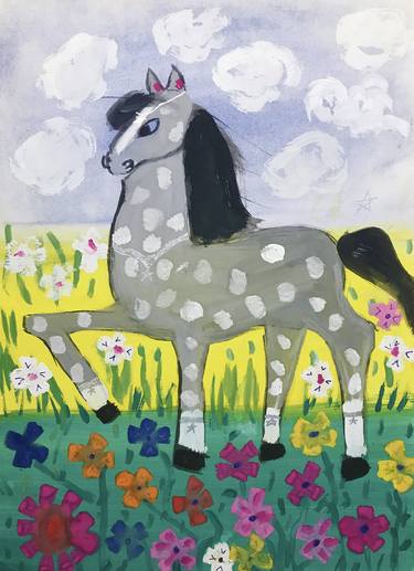 Original Abstract Horse Paintings by Anastasia Terskih