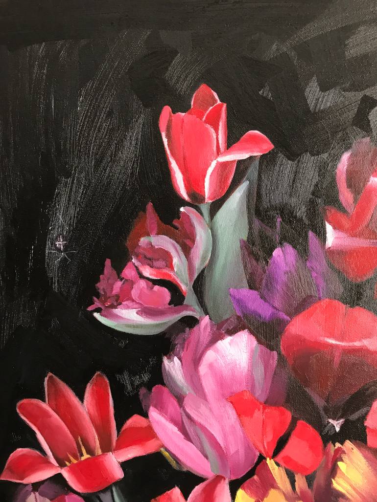 Original Art Deco Floral Painting by Anastasia Terskih