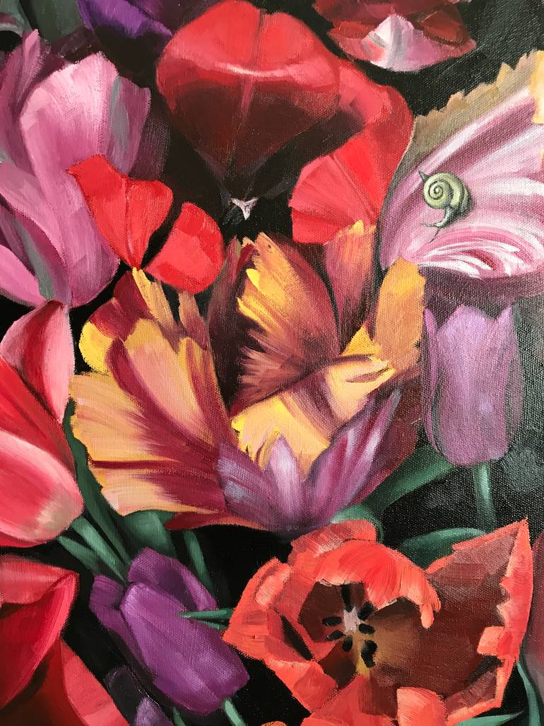 Original Art Deco Floral Painting by Anastasia Terskih