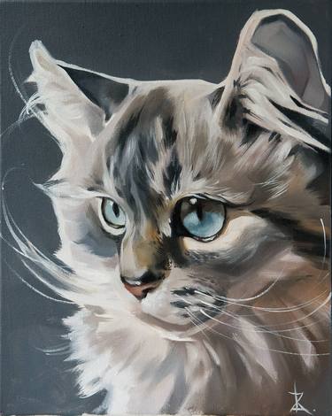 Original Cats Paintings by Kateryna Zelenska