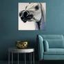 original oil painting on canvas depicting a portrait of a white Arabian horse on a white background size 70\70 cm perfectly decorate your home interior and create comfort at home or in the office