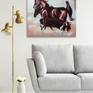 The original oil painting on canvas with a size of 60 by 60 cm depicts a Bay horse a racehorse on a gray background.It will perfectly decorate your home or office