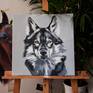 Original oil painting on canvas size 40 by 40 cm, portrait of the wolf's head.Perfect gift for decorating your home or office.