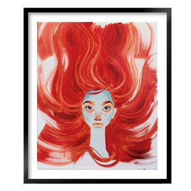portrait of a girl with red hair painted in oil on canvas thumb