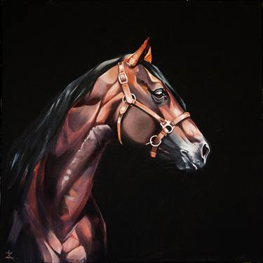 oil portrait of a Bay horse's head thumb