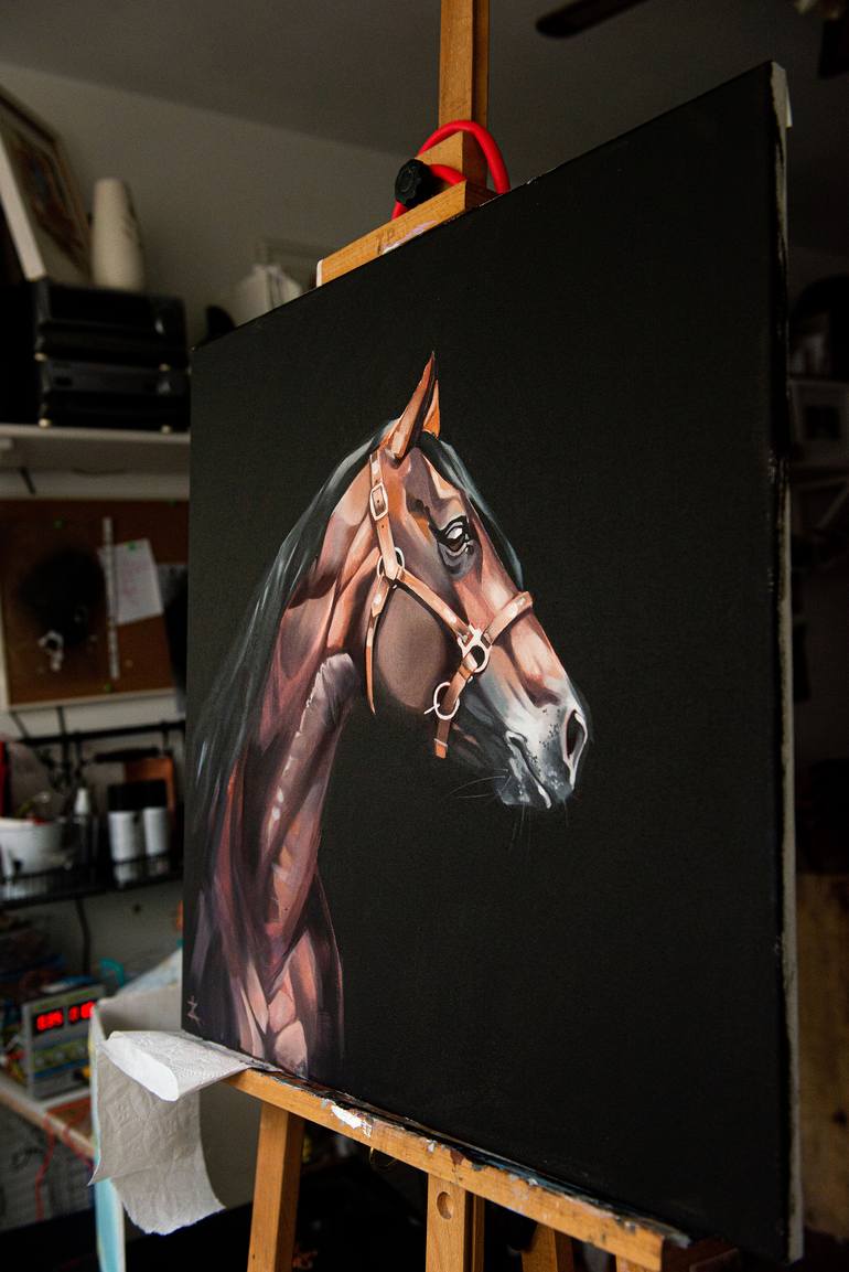 Original Realism Horse Painting by Kateryna Zelenska