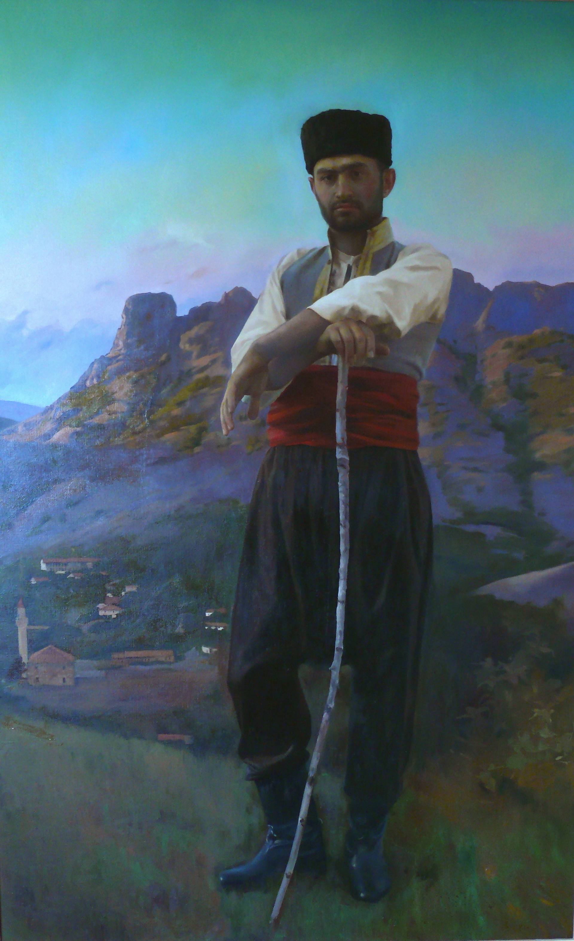 Portrait of Crimean Tatar Painting by Serhii Korabelnikov | Saatchi Art