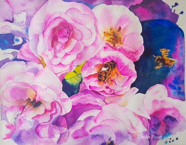 Original Fine Art Floral Paintings by Varsha Parab