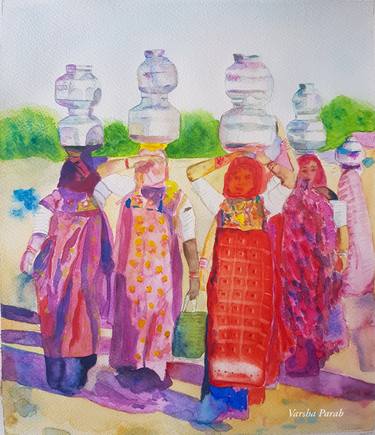 Print of Fine Art Rural life Paintings by Varsha Parab