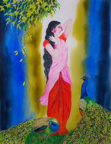 Print of Women Paintings by Varsha Parab