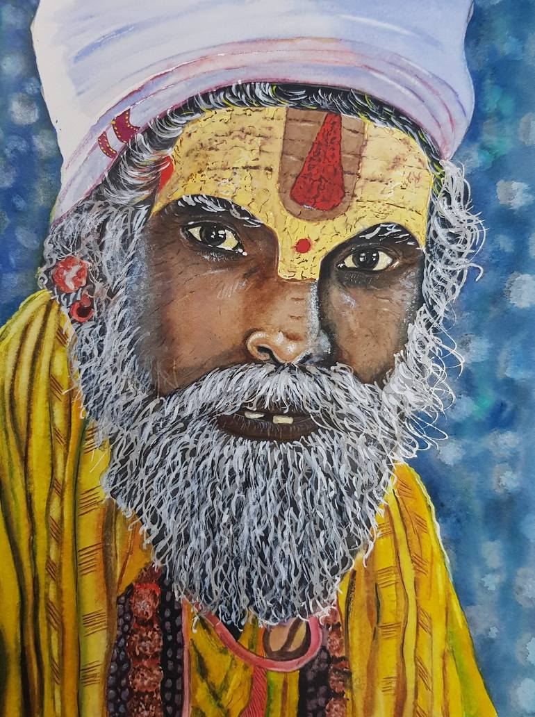 The Holy Man Painting by Varsha Parab | Saatchi Art