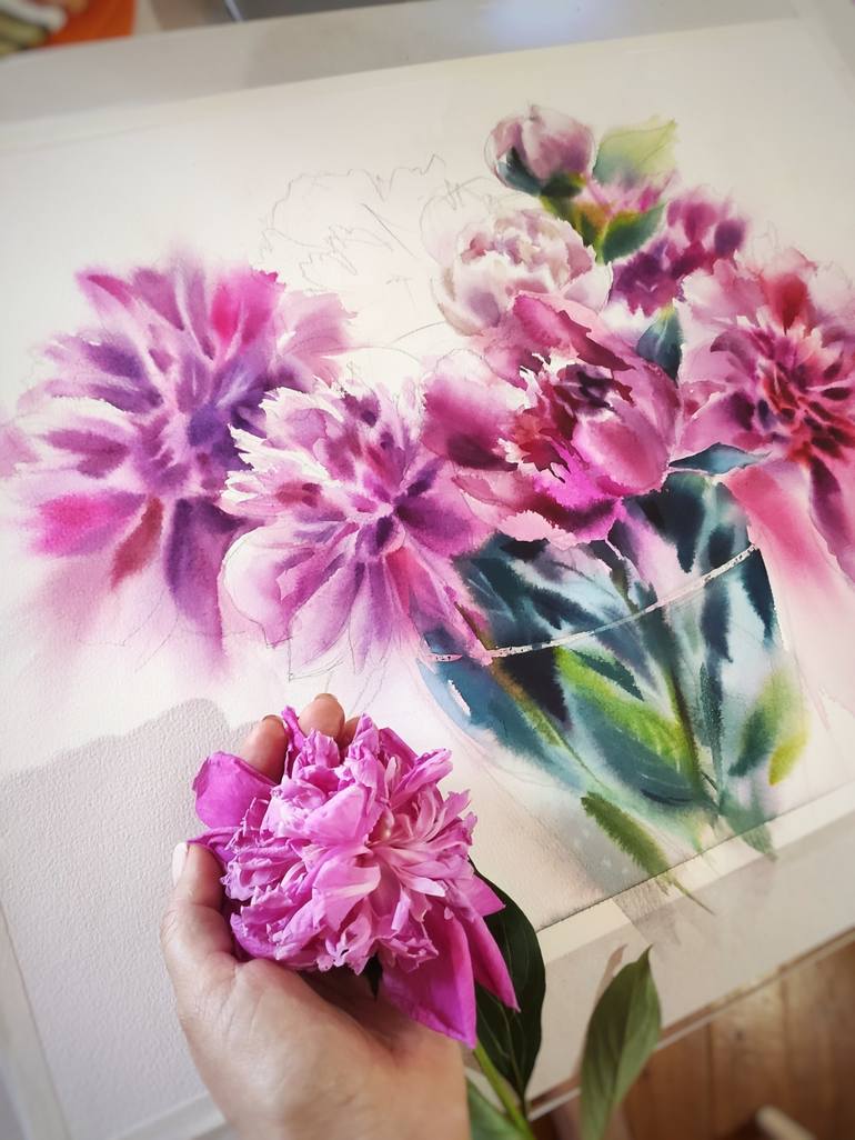 Original Modern Floral Painting by Irina Pronina