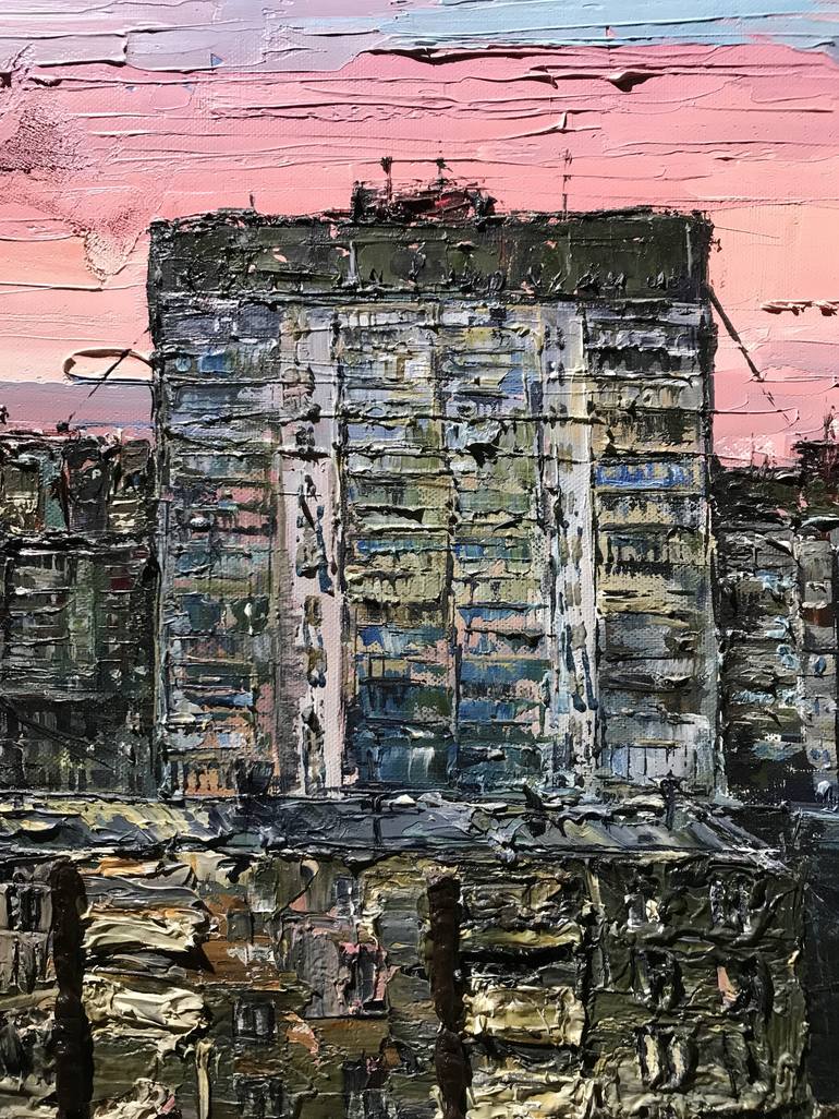 Original Figurative Cities Painting by Aleksei Khlybov