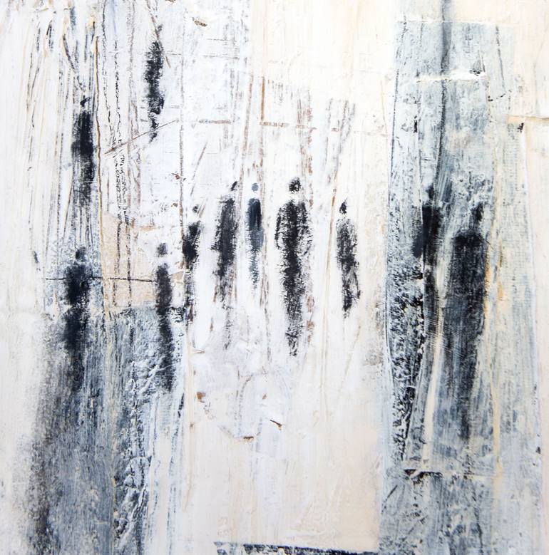 Original Black & White Abstract Mixed Media by Sigrid Thaler
