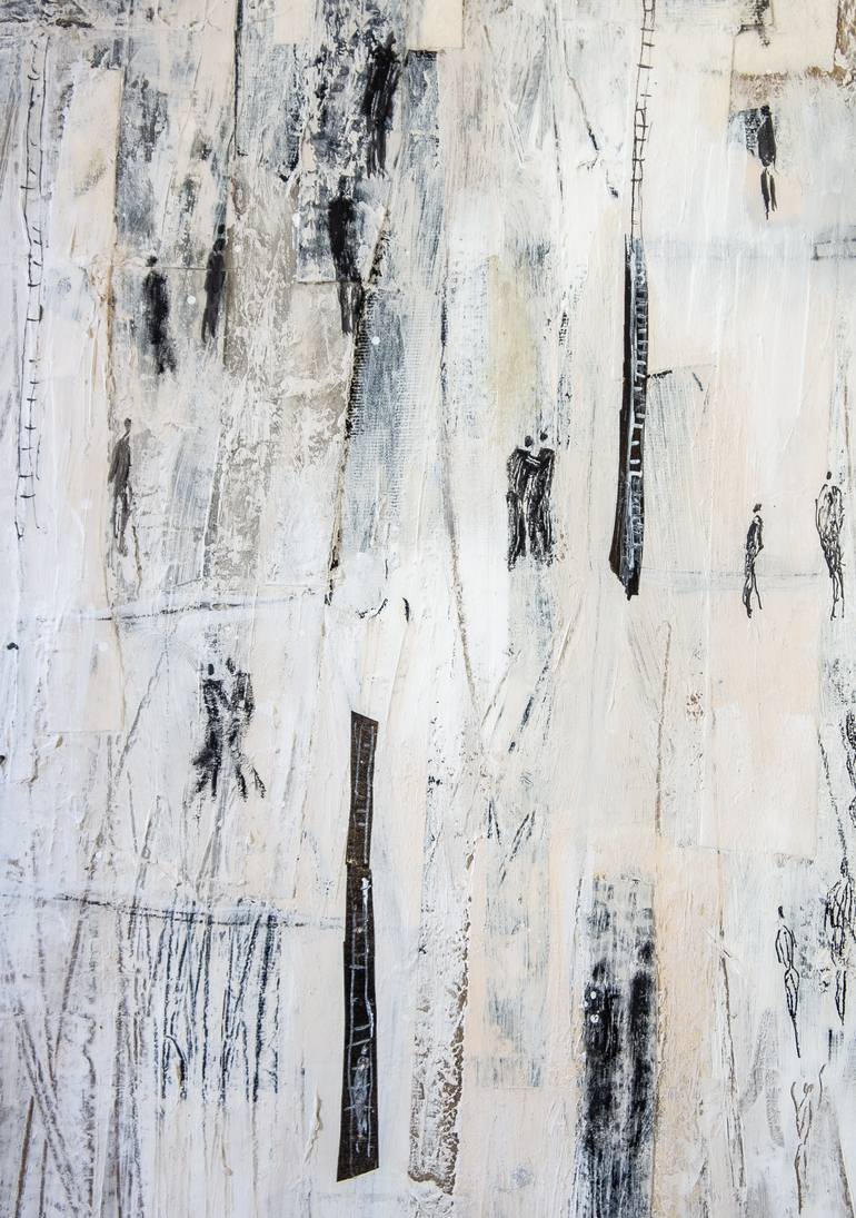 Original Black & White Abstract Mixed Media by Sigrid Thaler