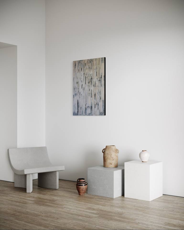 Original Black & White Abstract Mixed Media by Sigrid Thaler