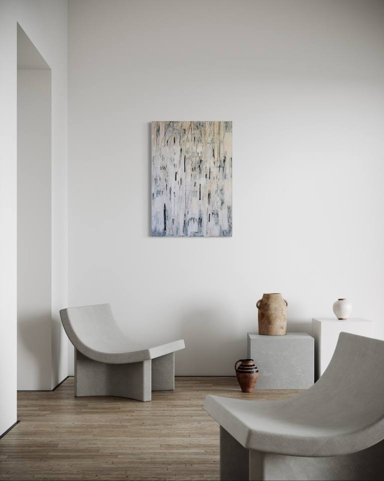 Original Black & White Abstract Mixed Media by Sigrid Thaler