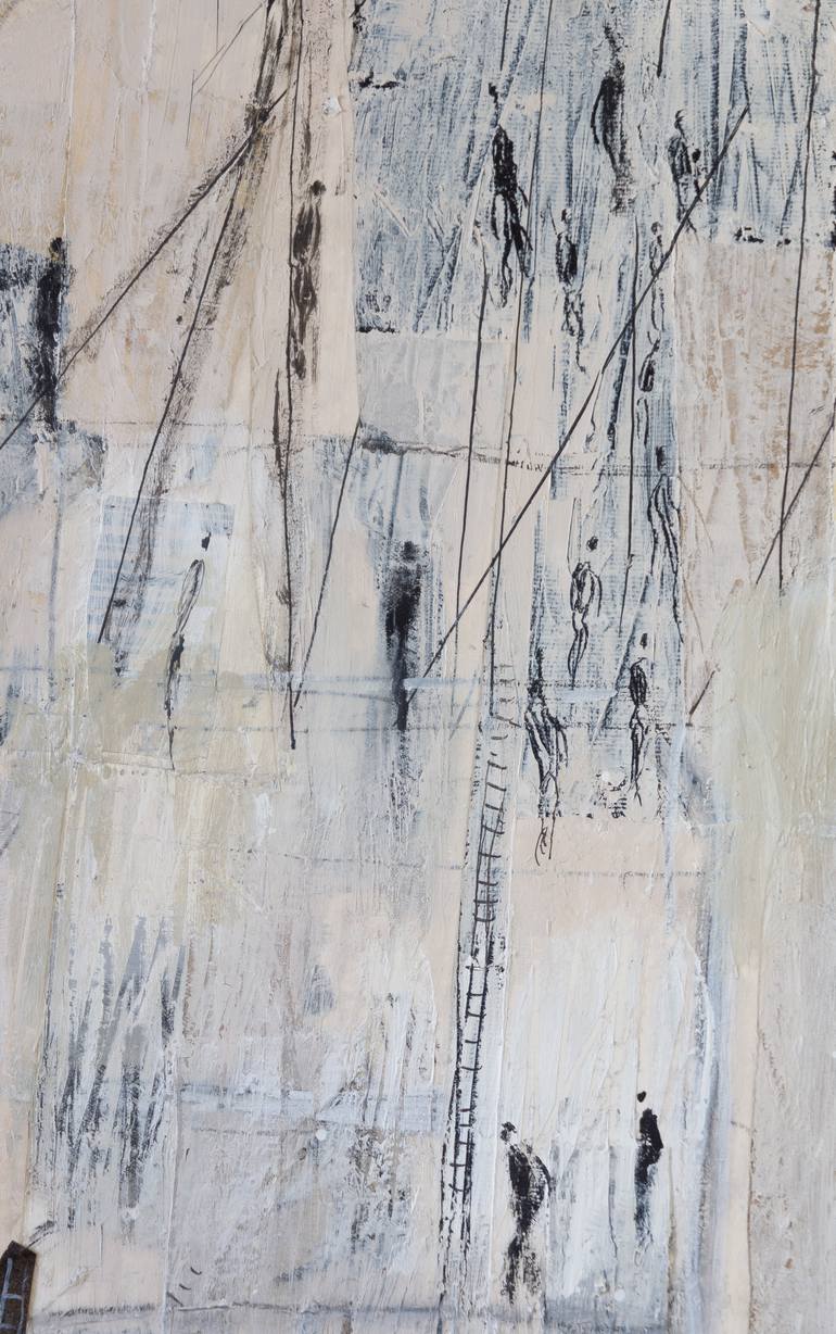 Original Black & White Abstract Mixed Media by Sigrid Thaler