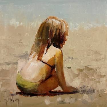 Summer Beach Sand - Child Playing Original Painting thumb