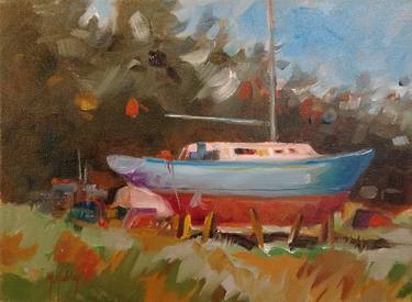 Original Impressionism Boat Paintings by Mary Hubley