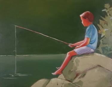 Fishing in the Afternoon - child with fishing rod thumb