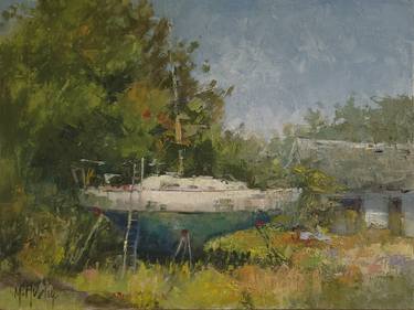 Original Impressionism Boat Paintings by Mary Hubley