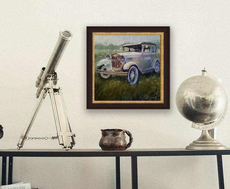 Original Fine Art Automobile Painting by Mary Hubley
