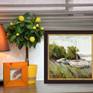 This is what this sweet little boat painting might look like in a room setting. (Frame not included)