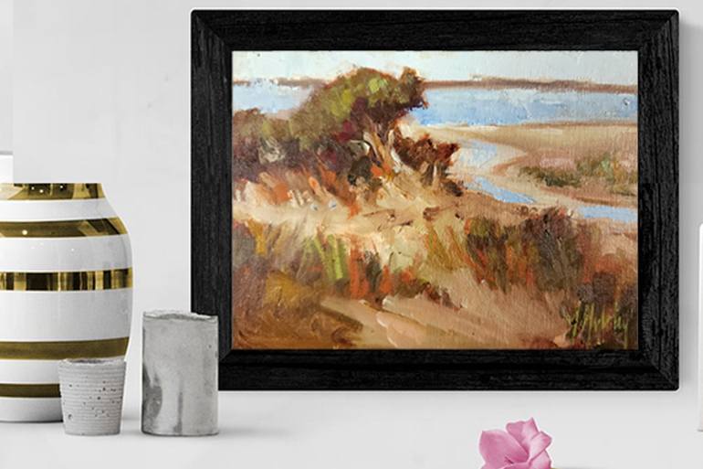 Original Impressionism Beach Painting by Mary Hubley