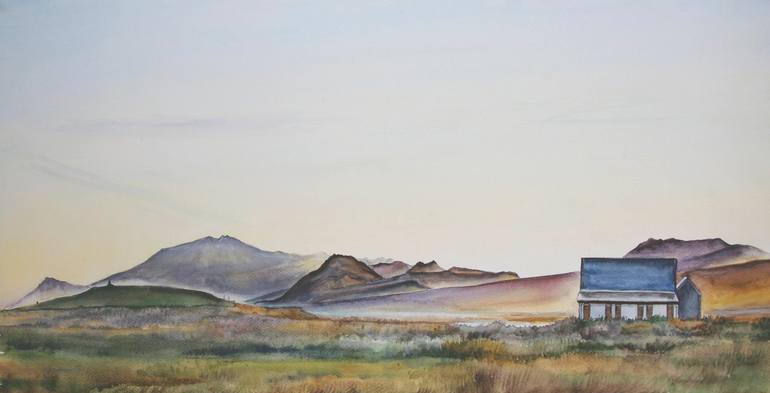 Original Nature Painting by Anastasia Zakharova | Figurative Art on Paper | Sunset on the Snaefellsnes Peninsula