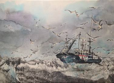 Print of Boat Paintings by Anastasia Zakharova