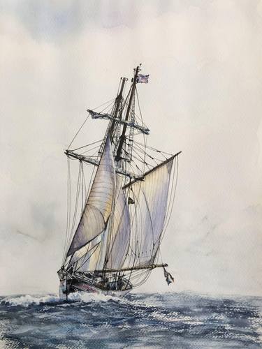 Original Fine Art Boat Drawings by Anastasia Zakharova