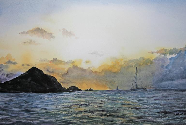 Original Figurative Seascape Painting by Anastasia Zakharova