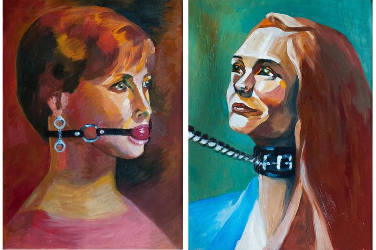 Original Expressionism People Painting by Olena Karnatska