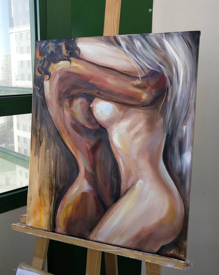 Original Expressionism Erotic Painting by Aleksandra Kalenova