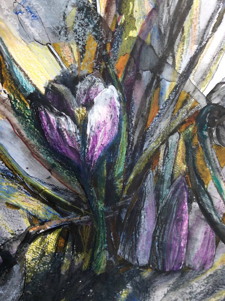 Original Expressionism Floral Drawing by Maria Shedrina