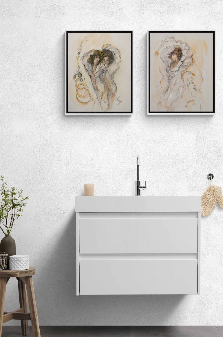 Original Figurative Nude Painting by Lucette Dalozzo