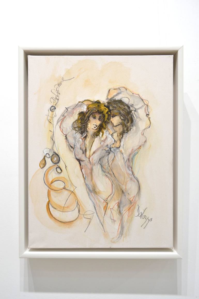 Original Figurative Nude Painting by Lucette Dalozzo