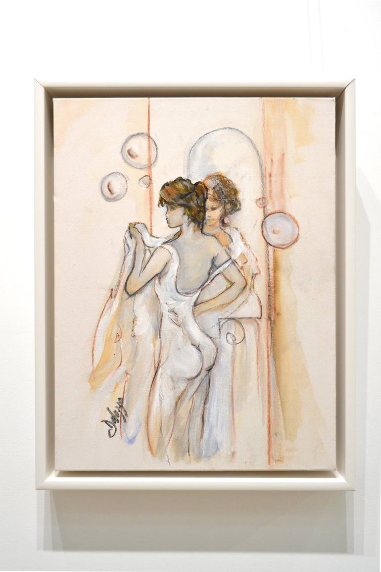 Original Figurative Nude Painting by Lucette Dalozzo