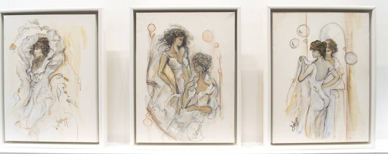 Original Figurative Nude Painting by Lucette Dalozzo