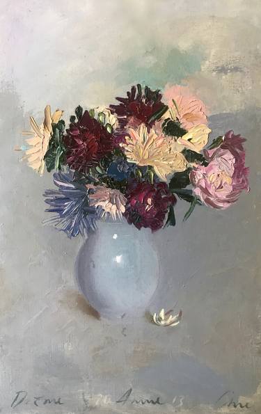 Asters in a Sky vase thumb