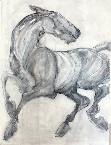 Original Abstract Expressionism Horse Painting by Sarah Chérif Gambin