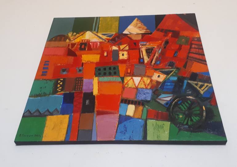 Original Cubism Landscape Painting by Aram Sevoyan